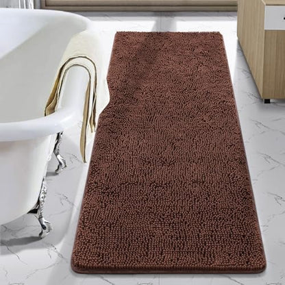 LOCHAS Luxury Bathroom Rug Shaggy Bath Mat 24 x 70 Inch, Brown