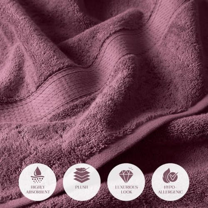 Superior Egyptian Cotton Plush & Absorbent, Bath Towel Set of 4, Plum