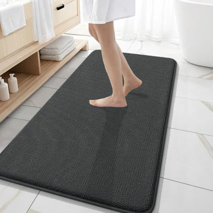 OLANLY Memory Foam Bathroom Runner Rug 47x20, Absorbent Long Mat, Dark Grey