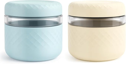 24 oz Glass Lunch Bowl Containers with Lids 2 Pack | Leak & Spill Proof, BPA-Free, Microwave & Dishwasher Safe | Airtight Meal Prep & Food Storage Jar for Lunch, Salad, Soup, Oats, Stew, Yogurt