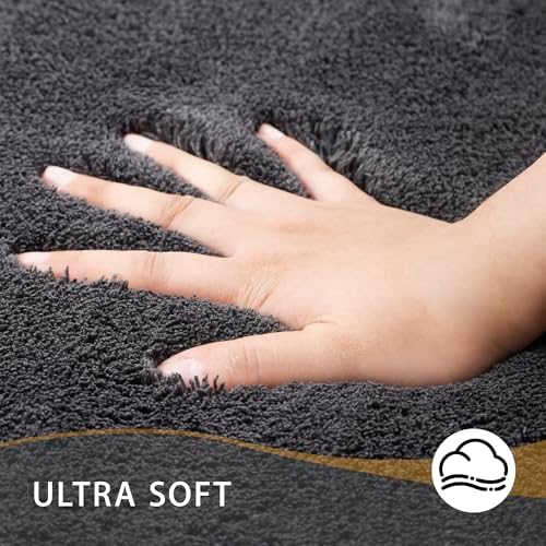 MINIDEAR Bathroom Rugs 70x24 Volcanic Gray - Thick Memory Foam Bath Mat, Ultra Soft & Plush Fluffy, Non-Slip, Quick Dry, Absorbent Washable Floor Microfiber Mat for Tub, Home Decor Accessories