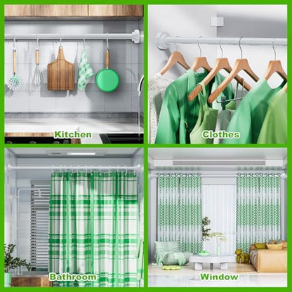 Ausemku Shower Curtain Rod Tension - 32-80 Inch Never Rust Non-Slip Spring Tension Curtain Rod No Drilling Stainless Steel Curtain Rod Use Bathroom Kitchen（White）