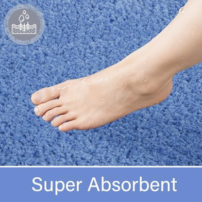 LOCHAS Bathroom Rug Runner 24x60 Inch, Bath Rugs Non Slip, Blue