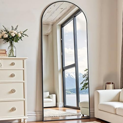 Dewfig Mirror Full Length, 64"X20" Arched Floor Mirror, Black