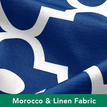 Fabric Modern Moroccan Shower Curtains for Bathroom-Indigo and White