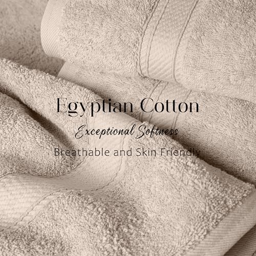 SUPERIOR Egyptian Cotton Ultra Plush & Absorbent, 12 Piece Set, Stone