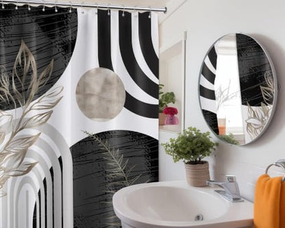 Black and White Shower Curtain, 72x72 in, Mid Century Modern