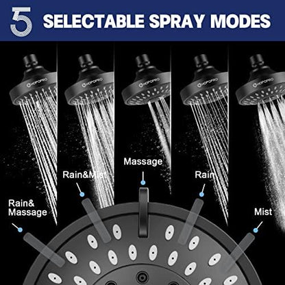 High Pressure Shower Head, HOPOPRO 5-Mode Fixed Showerhead, NBC Recommended