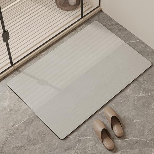 Mecko Bath Mat 24"x48",Ultra Thin Bathroom Rug fit Under Door Light Grey