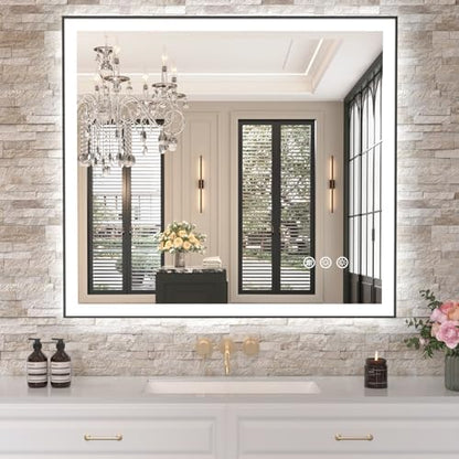 Amorho 40"x36" LED Bathroom Mirror, Frontlit&Backlit, Controlled Separately