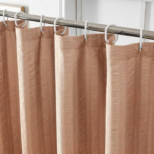 Aiyufeng Moga Coral Fabric Shower Curtains for Bathroom - Hotel Spa Polyester Cloth Bath Curtain with 12 Holes, 72x72, Machine Washable, Coral