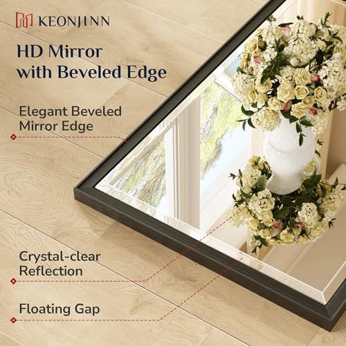 Keonjinn 30" x 30" Black Square Bathroom Mirrors for Over Sink, Aluminum