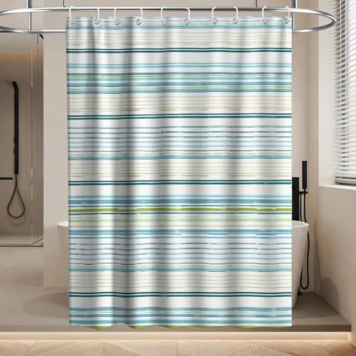 Modern Striped Luxury Shower Curtain Ocean Neutral Funky Unique Trendy