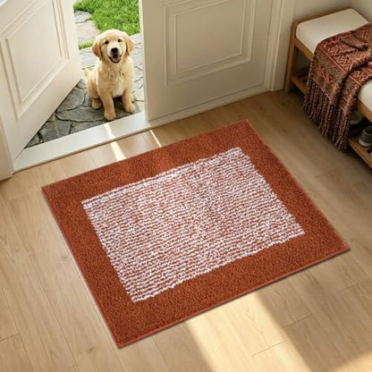 Bathroom Rugs 24x17 Non Slip Washable, Soft Absorbent Bath Mat Coral Orange