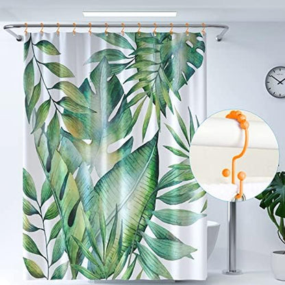 Shower Curtain Hooks,304 Stainless Steel Shower Rings for Bathroom,Double Glide Shower Hooks for Bathroom Shower Curtain Rods Curtains,Set of 12 Hooks,Orange（Shower Curtain Hooks Style A ）
