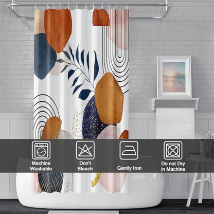 Boho Navy Blue Shower Curtain for Bathroom 54x72 Inch