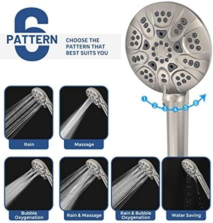 HOPOPRO 6-Mode Filtered High Pressure Handheld Shower Head, Brushed Nickle