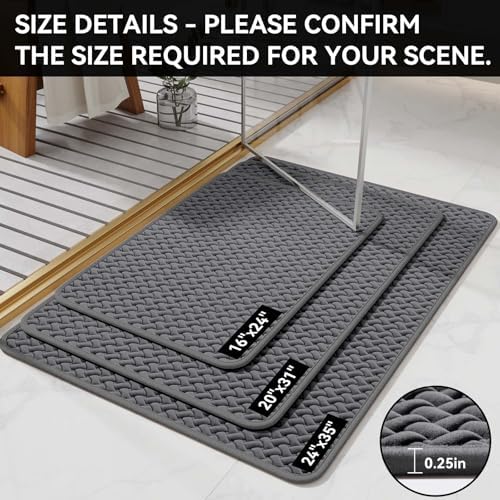 YDKGL Bathroom Rugs Non Slip, Foam Weave Texture Bath Mat, Grey 20x31