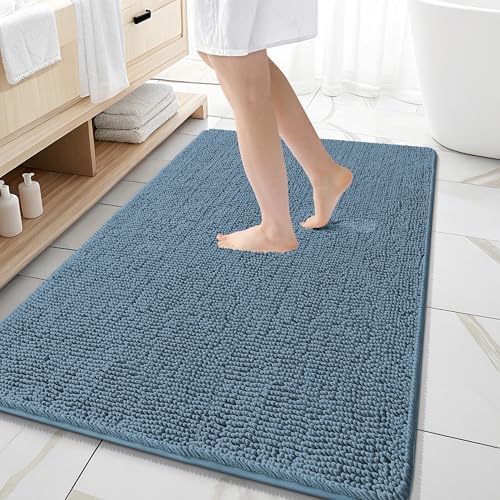 OLANLY Large Bathroom Rugs 59x35, Extra Soft Absorbent Chenille Bath Rugs