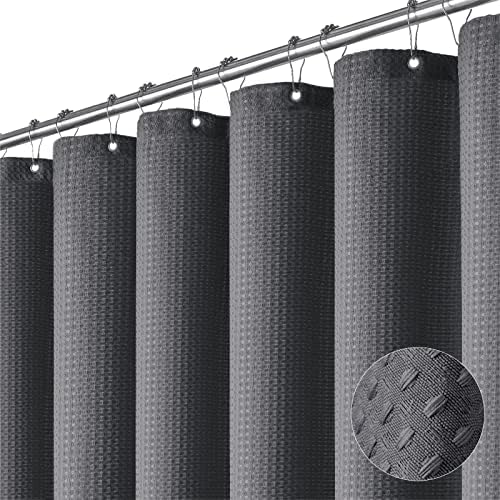 Dynamene Stall Waffle Shower Curtain 256 GSM Heavy 60"x72" Charcoal Grey