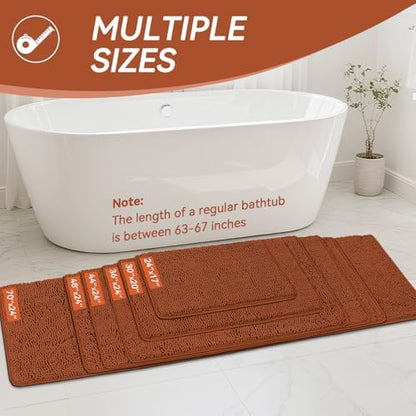 Bcoimo Bath Rug Mat,36x24 Chenille Extra Soft Burnt Orange Bathroom Tub Mat