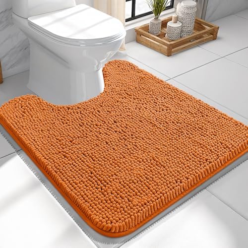 OLANLY Toilet Rugs U-Shaped 24x24, Soft Absorbent Chenille Contour Rugs