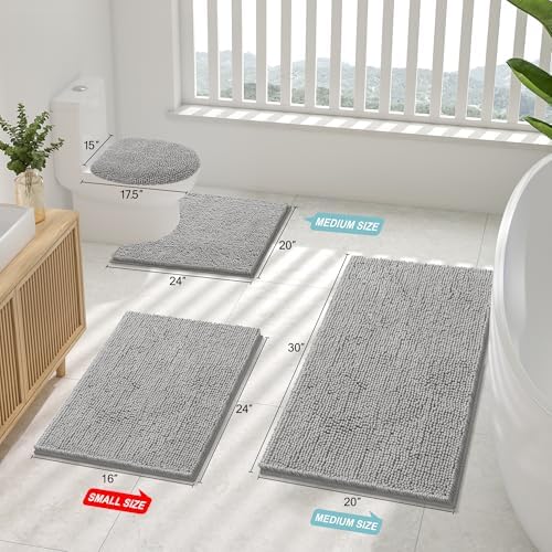 Smiry Toilet Rugs U-Shaped 24x24, Extra Soft Absorbent Contoured Bath Mat