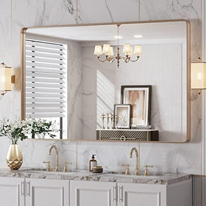 LOAAO 48"X30" Gold Bathroom Mirror