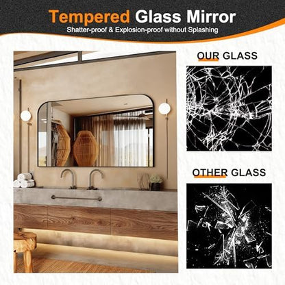 Delma 30"x50" Black Metal Framed Bathroom Mirror for Over Sink