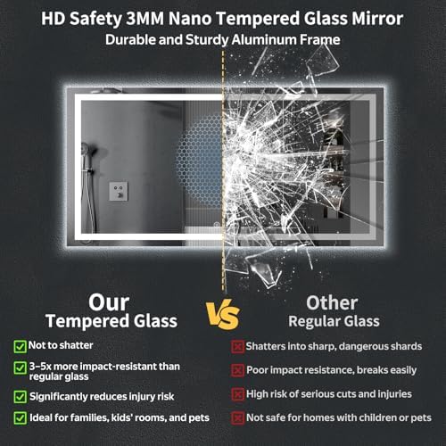 24"x60" LED Bathroom Mirror with Lights, Anti-Fog, Backlit+Frontlit
