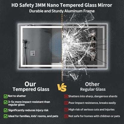 24"x60" LED Bathroom Mirror with Lights, Anti-Fog, Backlit+Frontlit
