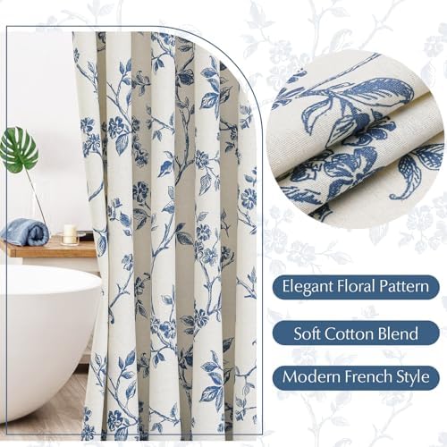 MitoVilla Small Stall Cotton Floral Shower Curtain for Bathroom,36 x 72