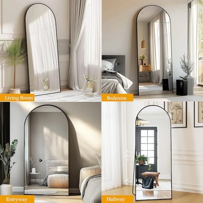 Dewfig Mirror Full Length, 64"X21" Arched Floor Mirror, Black