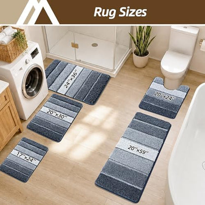 COSY HOMEER Bathroom Rugs 30x20,Ultra Soft Absorbent Bath Mat,Dark Blue
