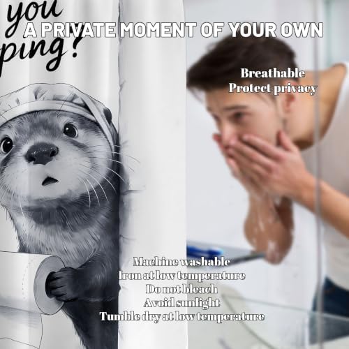 Extra Tall Shower Curtain XL Funny Otter, 70 x 84 Inchs