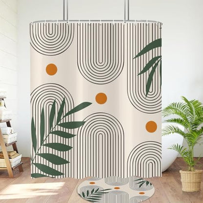 deFouliao Boho Shower Curtain, Modern Abstract Arch Waterproof Shower Curtain for Bathroom Bathtub Home Curtain Decor with Hooks, Machine Washable, 72''Wx78''L