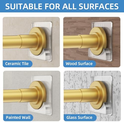 CorkLatta Gold Adjustable Shower Curtain Rod 32 to 92 inch with 2 Holders