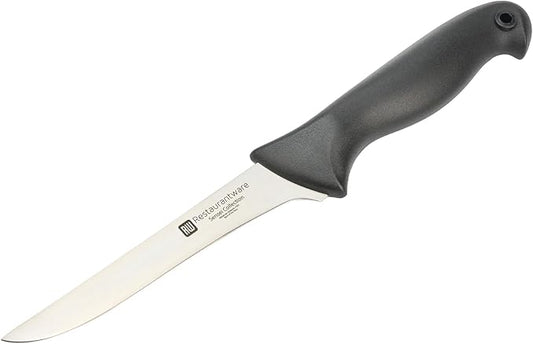 Restaurantware-6 Inch Boning Knife, 1 With Colored Coded Pins Flexible Boning Knife - High-Carbon, Stain-Resistant, Black German Steel Fillet Knife, Ergonomic Handle, For Fish, Vegetables Or Entrees