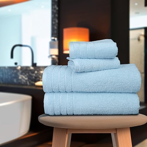 Tens Towels 8 Piece Towel Set, 2 XL Bath, 2 Hand, 4 Washcloth, Sky Blue