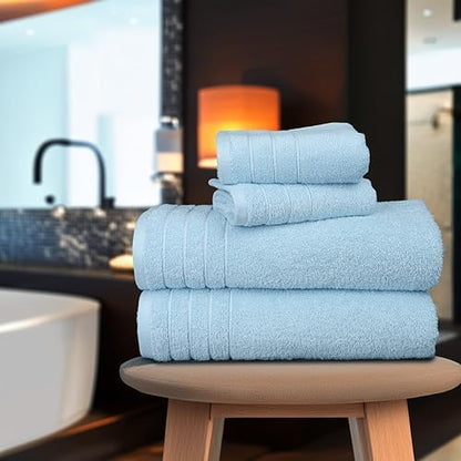 Tens Towels 8 Piece Towel Set, 2 XL Bath, 2 Hand, 4 Washcloth, Sky Blue