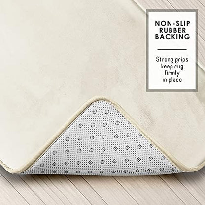Clara Clark Bathroom Rugs, Velvet Memory Foam Bath Mat, Non-Slip, Machine Washable Bath Rugs - Dries Quickly, Ultra Soft Plush Bath Mats for Bathroom, 17 x 24, Solid White