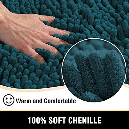 H.VERSAILTEX Bathroom Rugs Bath Mats Non Slip Chenille Bathroom Rug Mat 20x32 Extra Soft and Absorbent Shaggy Rugs Washable Dry Fast Plush Area Carpet Mats for Bath Room, Tub - Dark Teal