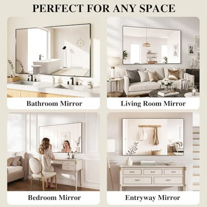 Koonmi Black Mirrors for Wall, 30x30 Inch Bathroom Mirror, Rectangular Wall Mirror for Living Room Bedroom Bathroom, Hangs Horizontally or Vertically