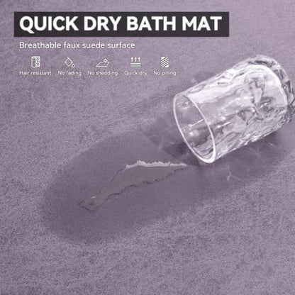 MontVoo -Bath Mat Rug-Rubber Backing Non Slip Quick Dry Absorbent Thin Bathroom Rugs Fit Under Door-Faux Suede Surface Bathroom Floor Mats-Shower Rug for in Front of Bathtub Shower Lavender 17"x59"