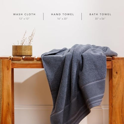 Texere 100% Organic Cotton Rice Weave Jacquard 700 GSM Luxury Bath Towel Sets - Ultra Soft and Absorbent Hotel and Spa Quality (Rice Weave, Cathedral Gray, 2 Bath & 2 Hand Towels)
