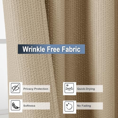 OWENIE Taupe Stall Shower Curtain for Bathroom, 3D Embossed Textured Fabric Small Shower Curtain for Narrow Stall Size, Machine Washable Water Resistance, Hotel Style, 36" W x 72" L