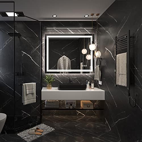 Ratsamee 40"x32" LED Bathroom Mirror with Lights, Backlit + Front Lit