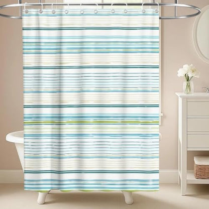 Modern Striped Luxury Shower Curtain Ocean Neutral Funky Unique Trendy