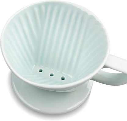 hailanbao Handmade Pour Over Ceramic Coffee Dripper - Authentic Brewing Experience for Camping, Office, and Home (Green)