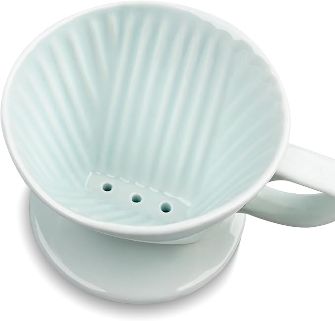 hailanbao Handmade Pour Over Ceramic Coffee Dripper - Authentic Brewing Experience for Camping, Office, and Home (Blue)